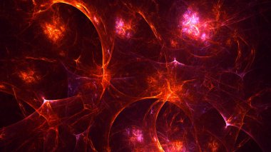 Soyut kırmızı fraktal ışık arkaplanı 3 boyutlu oluşturuluyor