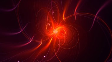 Soyut kırmızı fraktal ışık arkaplanı 3 boyutlu oluşturuluyor