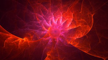 Soyut kırmızı fraktal ışık arkaplanı 3 boyutlu oluşturuluyor