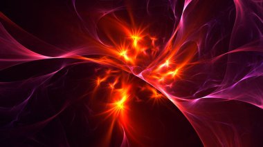 Soyut kırmızı fraktal ışık arkaplanı 3 boyutlu oluşturuluyor