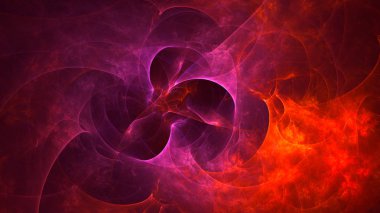 Soyut kırmızı fraktal ışık arkaplanı 3 boyutlu oluşturuluyor