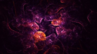 Soyut kırmızı fraktal ışık arkaplanı 3 boyutlu oluşturuluyor