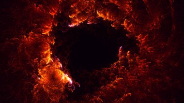 Soyut kırmızı fraktal ışık arkaplanı 3 boyutlu oluşturuluyor