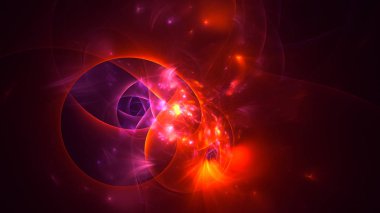 Soyut kırmızı fraktal ışık arkaplanı 3 boyutlu oluşturuluyor