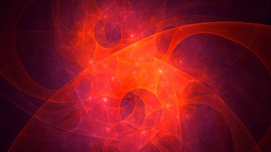 Soyut kırmızı fraktal ışık arkaplanı 3 boyutlu oluşturuluyor