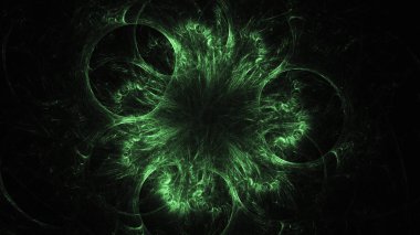 3D render soyut yeşil fraktal açık renkli