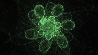 3D render soyut yeşil fraktal açık renkli