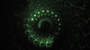 3D render soyut yeşil fraktal açık renkli