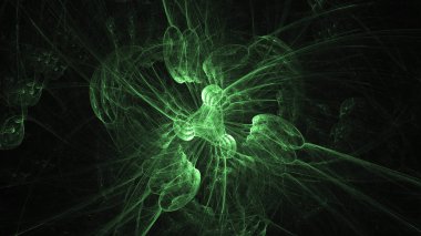 3D render soyut yeşil fraktal açık renkli