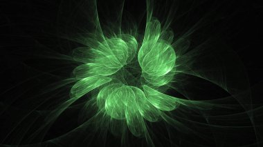 3D render soyut yeşil fraktal açık renkli