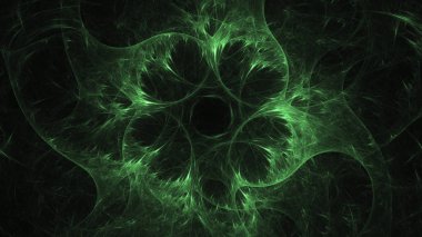 3D render soyut yeşil fraktal açık renkli