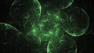 3D render soyut yeşil fraktal açık renkli