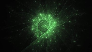 3D render soyut yeşil fraktal açık renkli