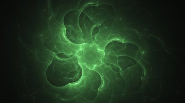 3D render soyut yeşil fraktal açık renkli