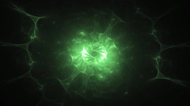 3D render soyut yeşil fraktal açık renkli