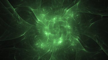 3D render soyut yeşil fraktal açık renkli