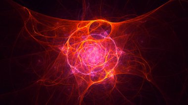 Soyut kırmızı fraktal ışık arkaplanı 3 boyutlu oluşturuluyor