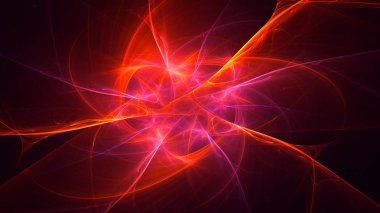 Soyut kırmızı fraktal ışık arkaplanı 3 boyutlu oluşturuluyor