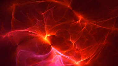 Soyut kırmızı fraktal ışık arkaplanı 3 boyutlu oluşturuluyor