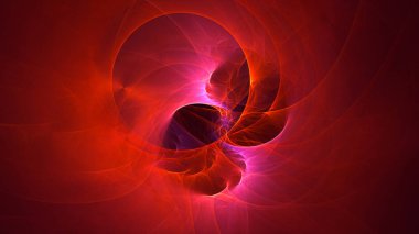Soyut kırmızı fraktal ışık arkaplanı 3 boyutlu oluşturuluyor
