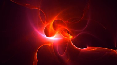 Soyut kırmızı fraktal ışık arkaplanı 3 boyutlu oluşturuluyor