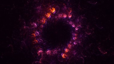 Soyut kırmızı fraktal ışık arkaplanı 3 boyutlu oluşturuluyor