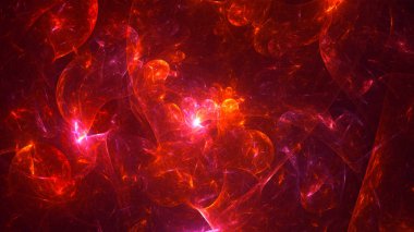 Soyut kırmızı fraktal ışık arkaplanı 3 boyutlu oluşturuluyor