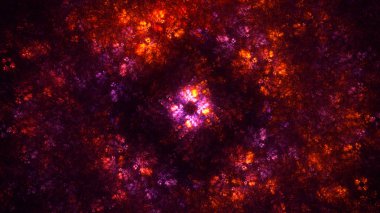 Soyut kırmızı fraktal ışık arkaplanı 3 boyutlu oluşturuluyor