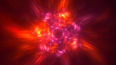 Soyut kırmızı fraktal ışık arkaplanı 3 boyutlu oluşturuluyor