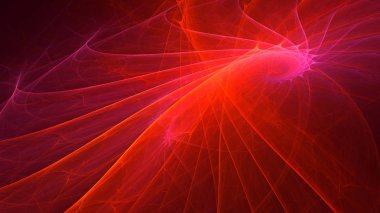 Soyut kırmızı fraktal ışık arkaplanı 3 boyutlu oluşturuluyor