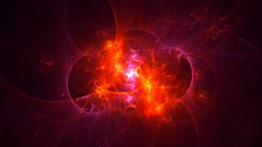 Soyut kırmızı fraktal ışık arkaplanı 3 boyutlu oluşturuluyor
