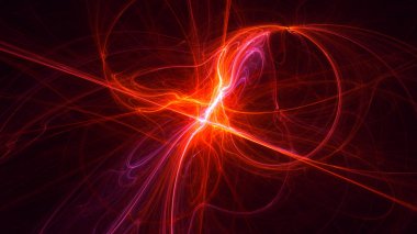 Soyut kırmızı fraktal ışık arkaplanı 3 boyutlu oluşturuluyor