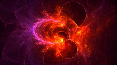 Soyut kırmızı fraktal ışık arkaplanı 3 boyutlu oluşturuluyor