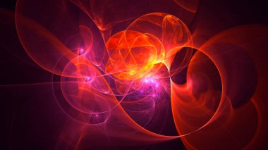 Soyut kırmızı fraktal ışık arkaplanı 3 boyutlu oluşturuluyor