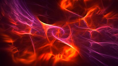 Soyut kırmızı fraktal ışık arkaplanı 3 boyutlu oluşturuluyor