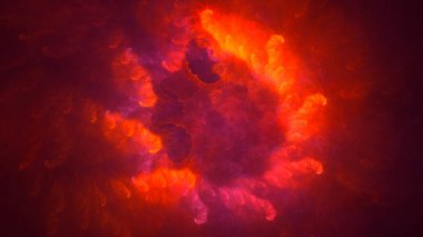 Soyut mavi fraktal ışık arkaplanı 3 boyutlu oluşturuluyor