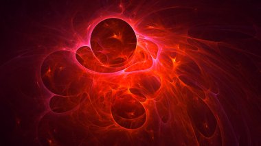 Soyut kırmızı fraktal ışık arkaplanı 3 boyutlu oluşturuluyor