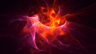 Soyut kırmızı fraktal ışık arkaplanı 3 boyutlu oluşturuluyor