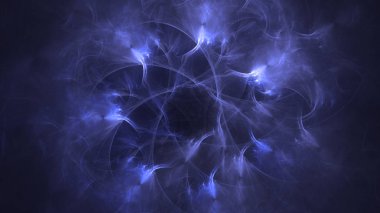Soyut mavi fraktal ışık arkaplanı 3 boyutlu oluşturuluyor