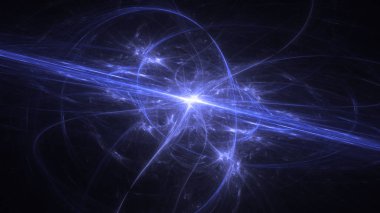 Soyut mavi fraktal ışık arkaplanı 3 boyutlu oluşturuluyor