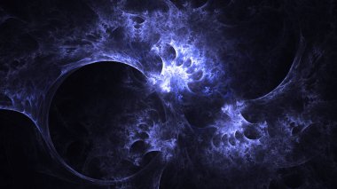 Soyut mavi fraktal ışık arkaplanı 3 boyutlu oluşturuluyor