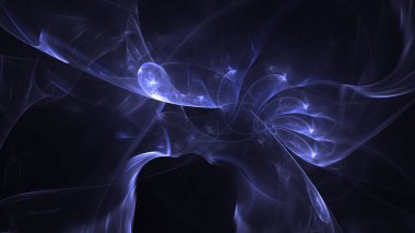 Soyut mavi fraktal ışık arkaplanı 3 boyutlu oluşturuluyor