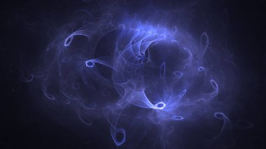 Soyut mavi fraktal ışık arkaplanı 3 boyutlu oluşturuluyor