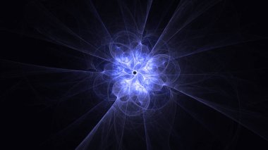 Soyut mavi fraktal ışık arkaplanı 3 boyutlu oluşturuluyor