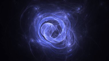 Soyut mavi fraktal ışık arkaplanı 3 boyutlu oluşturuluyor