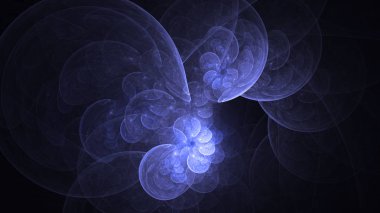 Soyut mavi fraktal ışık arkaplanı 3 boyutlu oluşturuluyor