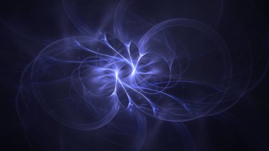 Soyut mavi fraktal ışık arkaplanı 3 boyutlu oluşturuluyor