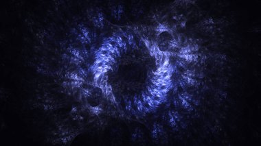 Soyut mavi fraktal ışık arkaplanı 3 boyutlu oluşturuluyor