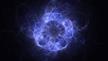 Soyut mavi fraktal ışık arkaplanı 3 boyutlu oluşturuluyor