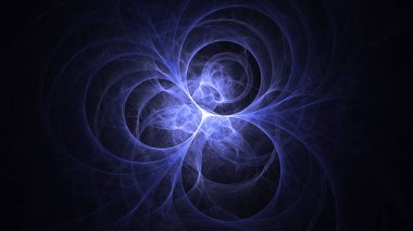 Soyut mavi fraktal ışık arkaplanı 3 boyutlu oluşturuluyor